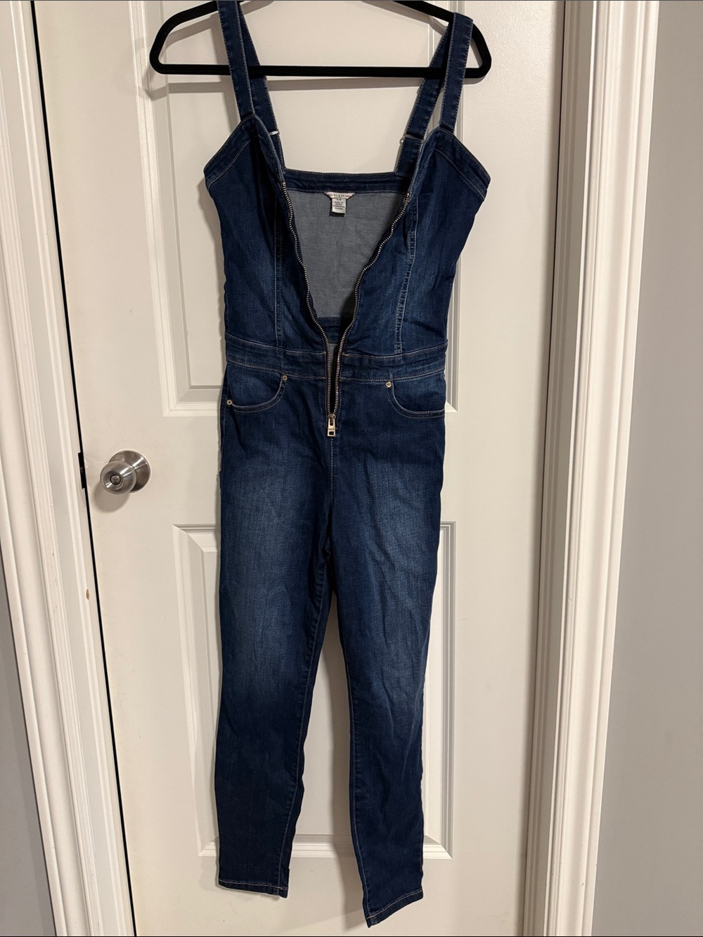Guess Dark Blue Denim Zip-Front Women's Overalls